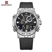 NAVIFORCE 9219 Creative Multifunction Man Wristwatches TPU Strap LCD Display Electronic Watches for Men Casual Wild Male Clock